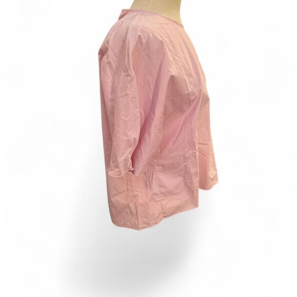 Tibi Pink Cotton Blouse Women’s Size M Elbow Sleeve Boxy Top - Picture 3 of 8